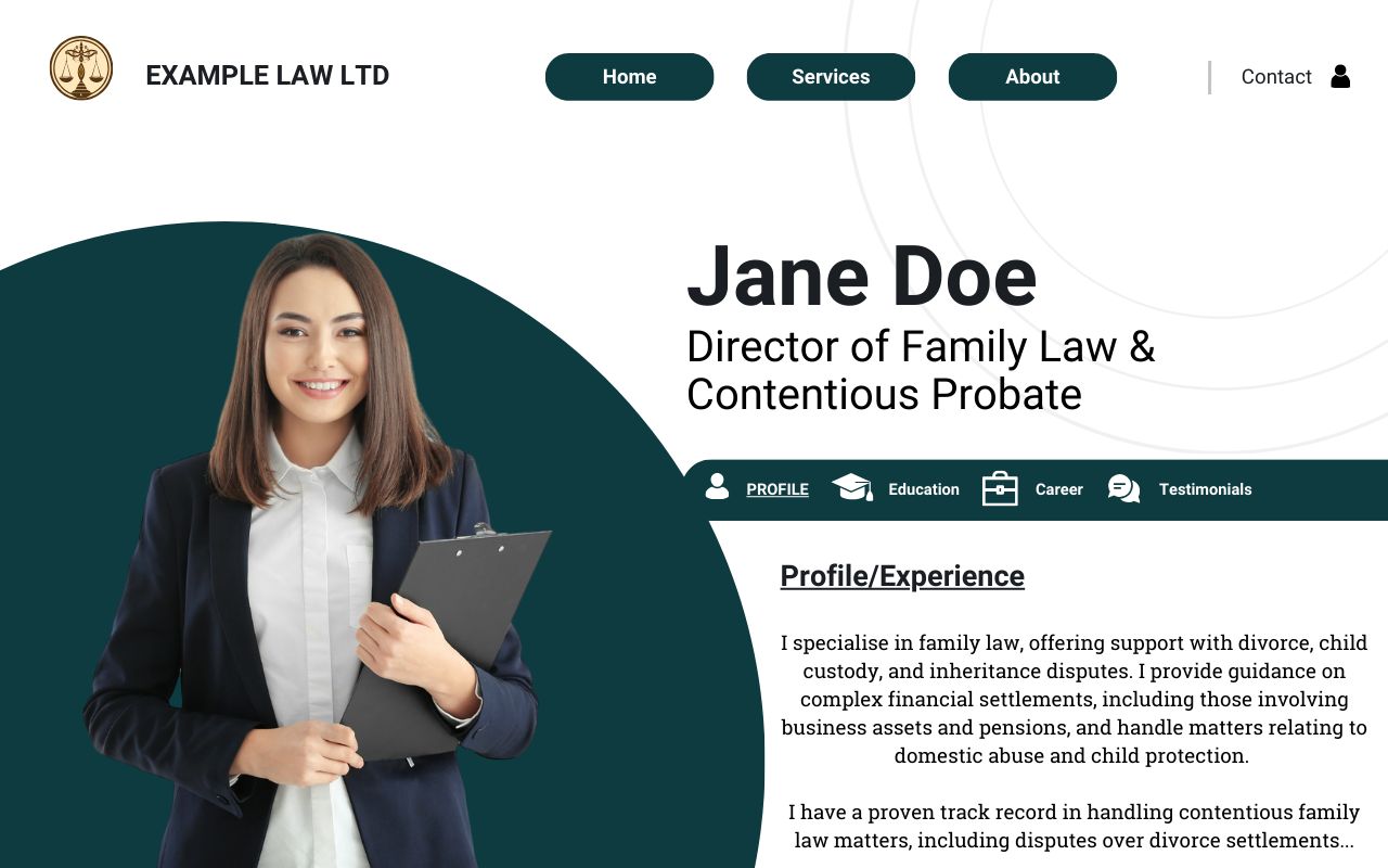 Example of an SEO optimized team page for a solicitor