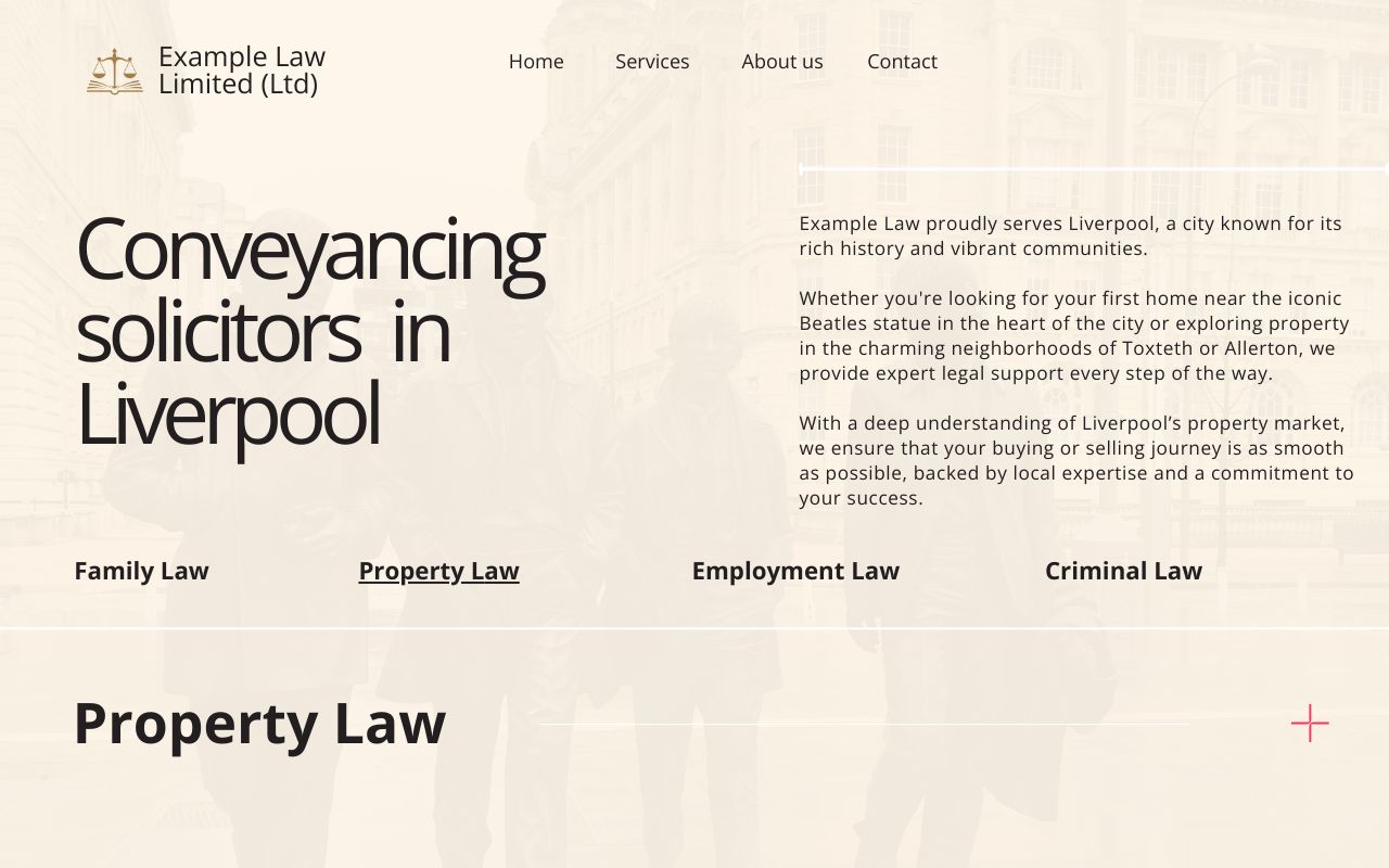 Example of an SEO optimized service page fo a conveyancing solicitor in Liverpool